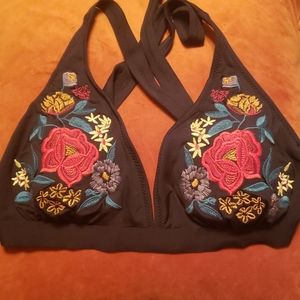 Jessica Simpson embroidered Cha Cha bikini top
